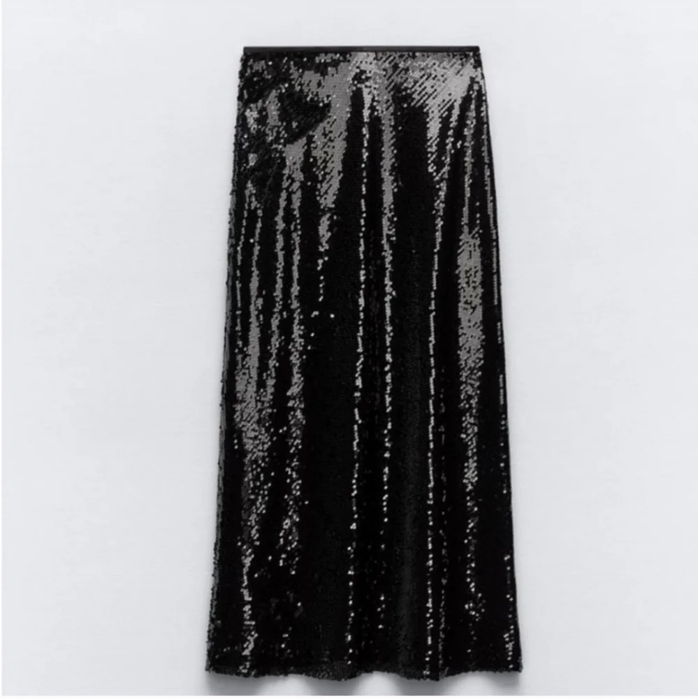 ZARA SEQUIN MIDI SKIRT size XS Black - Picture 12 of 13